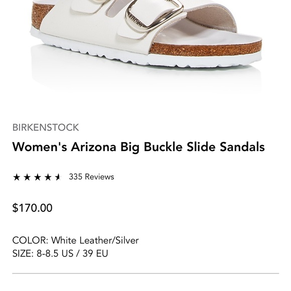 Birkenstock Women's Arizona Big Buckle Slide White Sandals with Silver Buckles - Picture 4 of 11